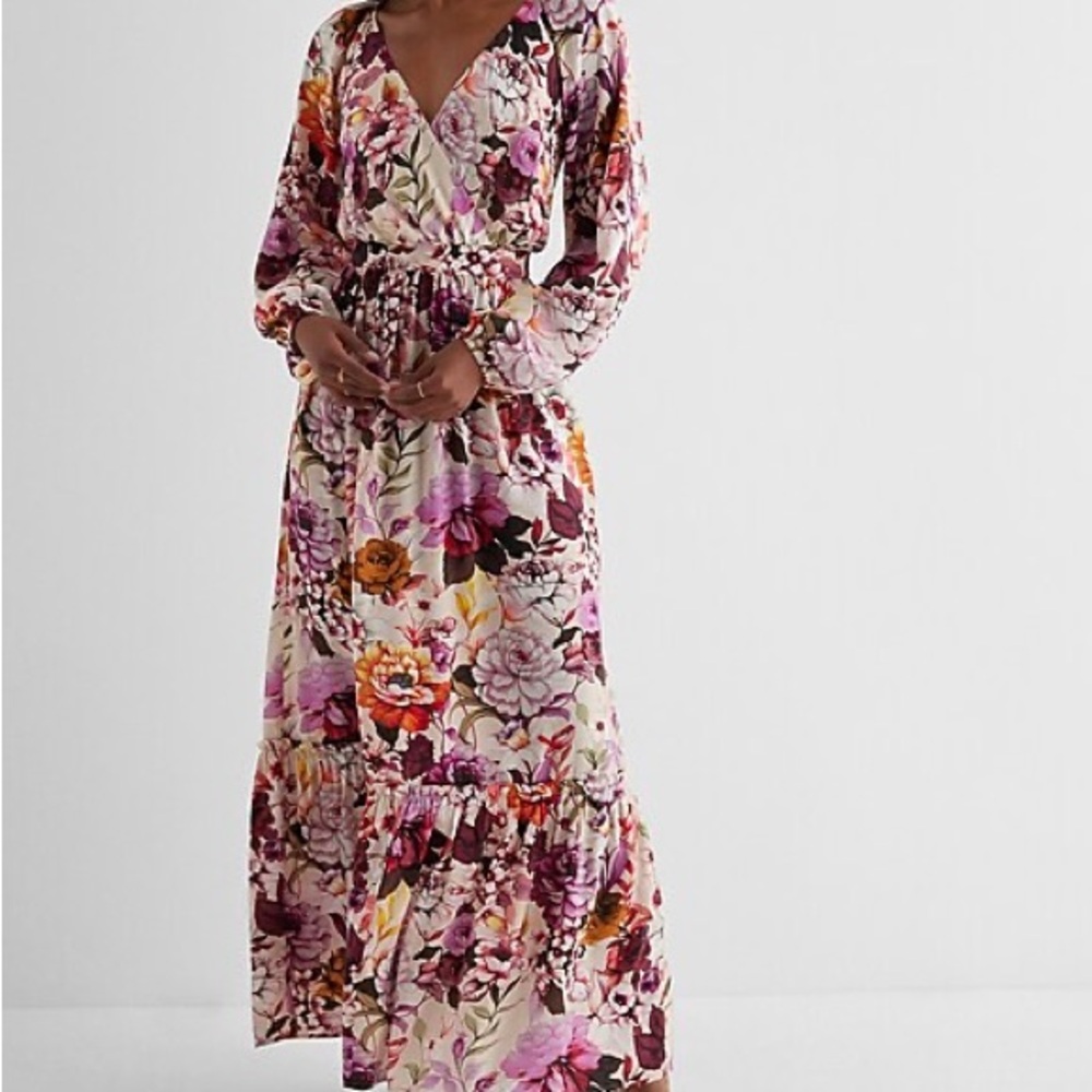 Express Pink Tiered Floral Dress - Date Night Wedding Guest Dress